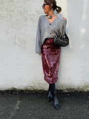 Fer Burgundy sequin skirt