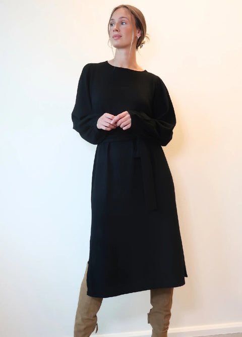 Helene Midi Merino Dress Black