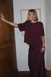 Leonie Satin Tee Burgundy