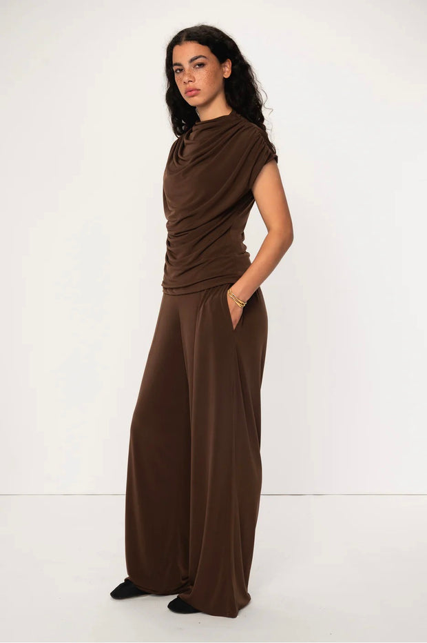 Raza Draped Jersey Top - Mocha