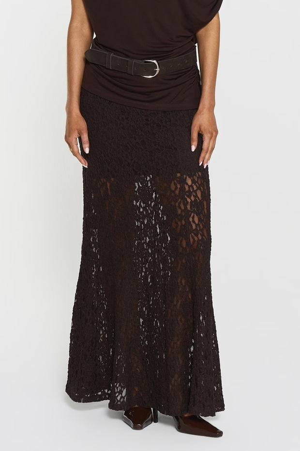 Akasha Lace Skirt Mocha Brown