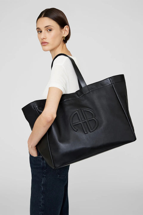 LARGE RIO TOTE - Black Recycled leather