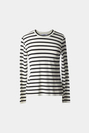 JERSEY LONG SLEEVE TOP - CANVEY WHITE STRIPED