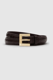 NICOLA BELT DARK BROWN EMBOSSED