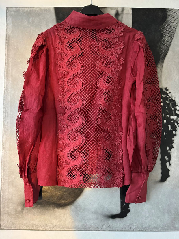 Victoriana Lace Blouse - Raspberry