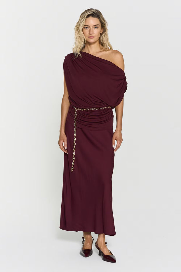 Tyne Satin Skirt Burgundy