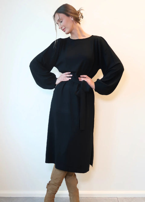 Helene Midi Merino Dress Black