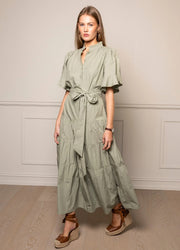 Gaia Dress Sage Poplin