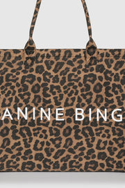CANVAS TOTE - BLACK AND BROWN LEOPARD