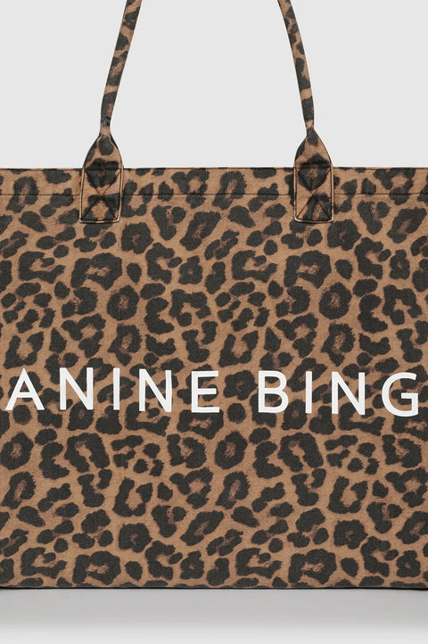 CANVAS TOTE - BLACK AND BROWN LEOPARD