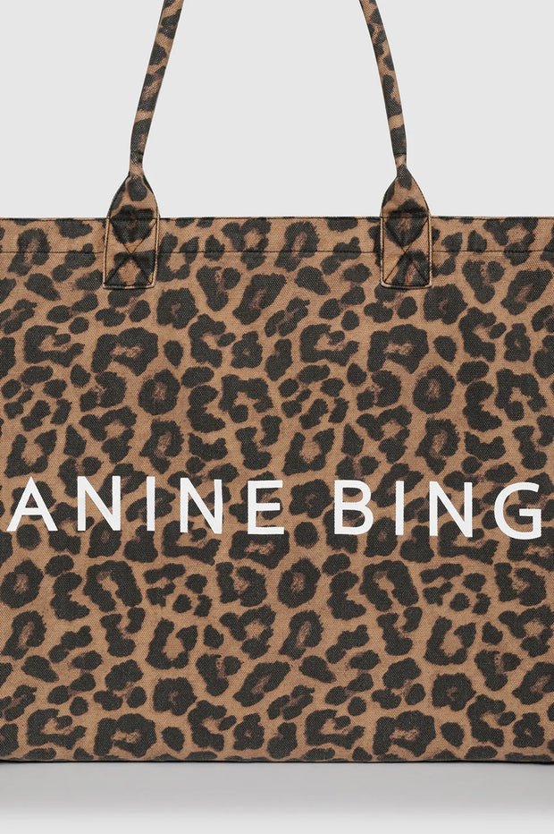 CANVAS TOTE - BLACK AND BROWN LEOPARD