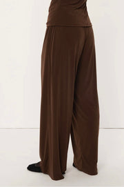 Zyra High Waist Jersey Trousers - Mocha