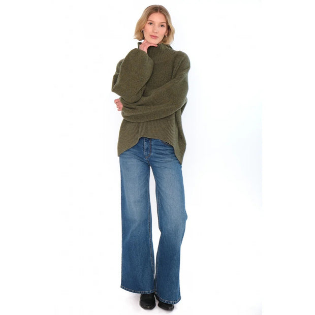 FAM Patch Short Sweater Winter Moss