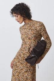 CESARIA CAMEL PRINT  LONG DRESS