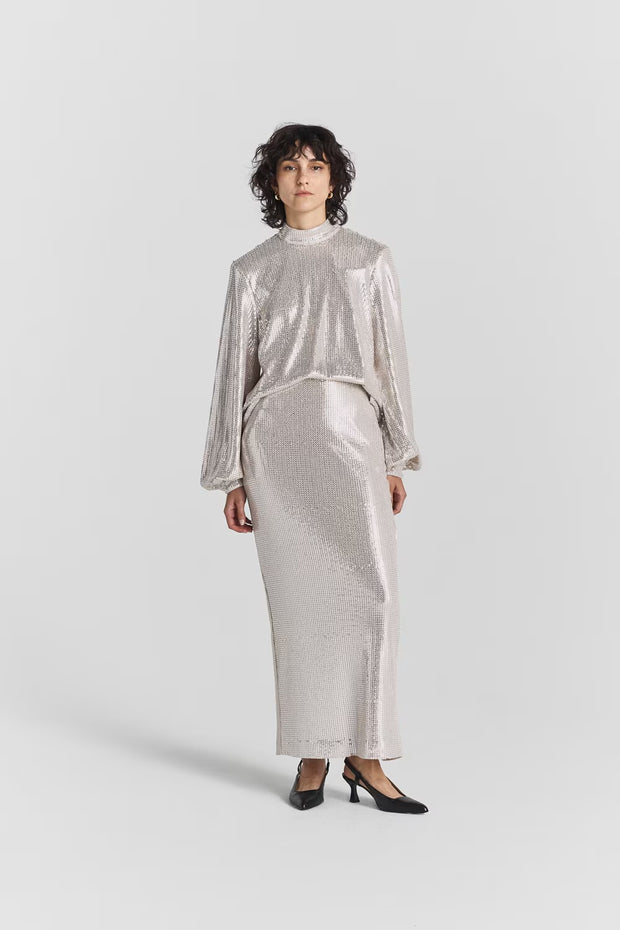 Georgia Sequin Skirt - Oyster Grey