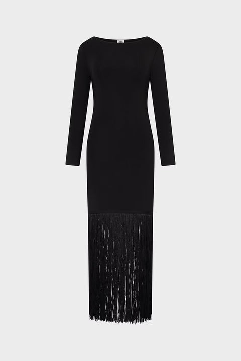 Minou Fringe Dress Black