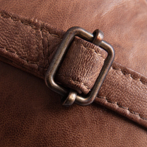 Mobile bag in soft vintage look leather / 14262 - Chestnut