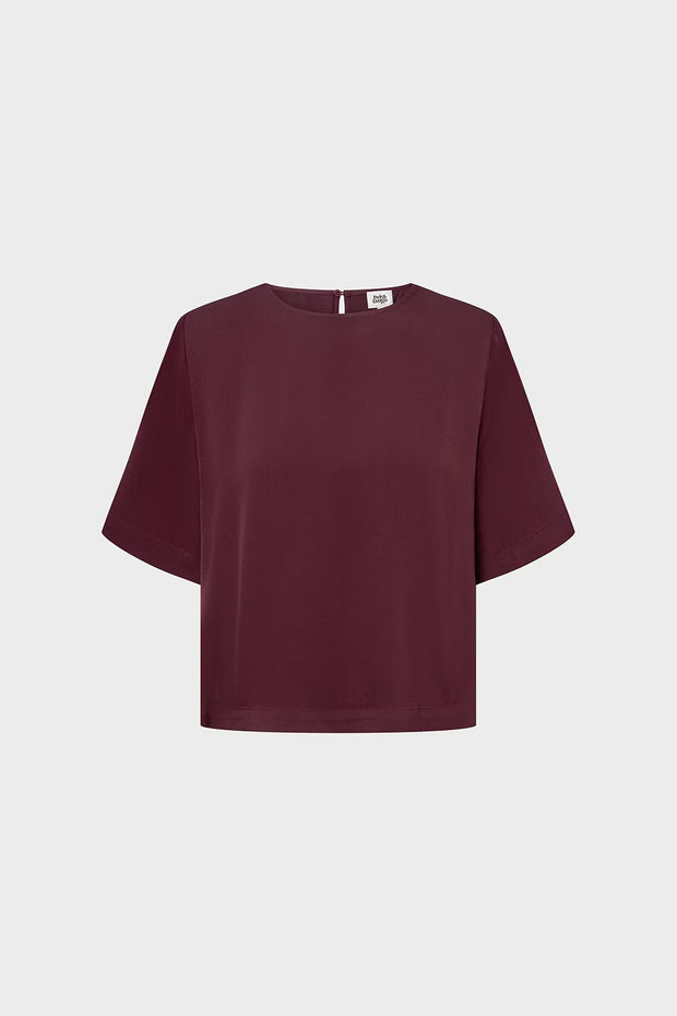 Leonie Satin Tee Burgundy