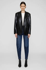 ANINE BING CLASSIC BLAZER - BLACK RECYCLED LEATHER