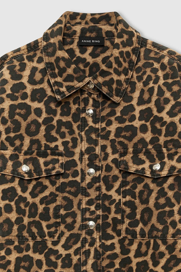 Paxton Shirt Black And Brown Leopard