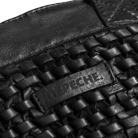 Leather bag dekoreret med flet / 15938 - Black (Nero)