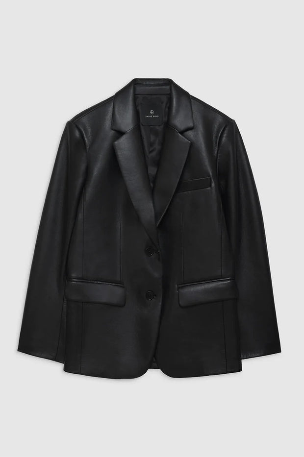 ANINE BING CLASSIC BLAZER - BLACK RECYCLED LEATHER