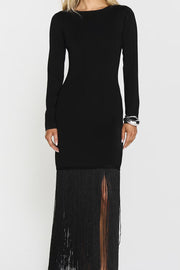 Minou Fringe Dress Black