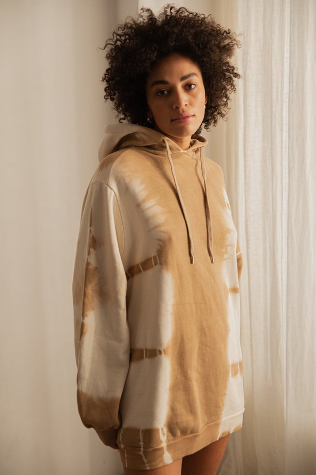 SUPER OVERSIZED HOODIE Camel Tie Dye
