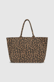 CANVAS TOTE - BLACK AND BROWN LEOPARD