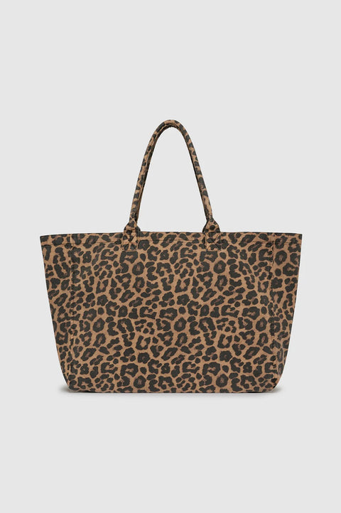 CANVAS TOTE - BLACK AND BROWN LEOPARD