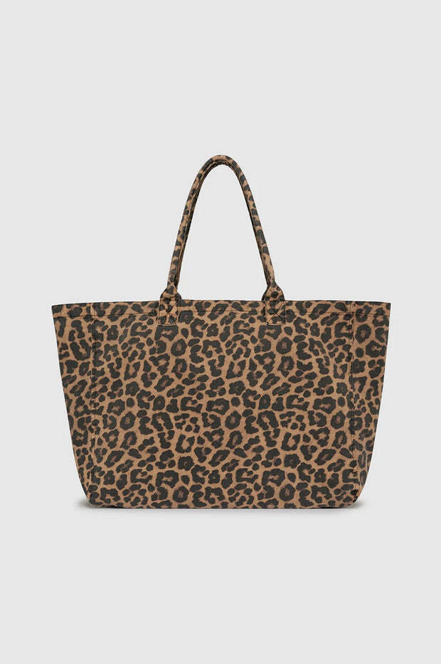CANVAS TOTE - BLACK AND BROWN LEOPARD