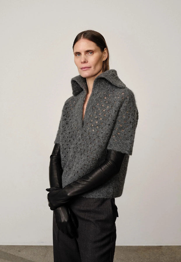 Bacon Knit Blouse - Grey