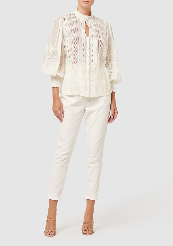 MYSTICAL EMBROIDERY BLOUSE OFF WHITE