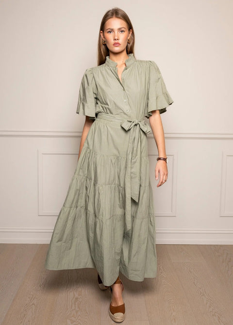 Gaia Dress Sage Poplin