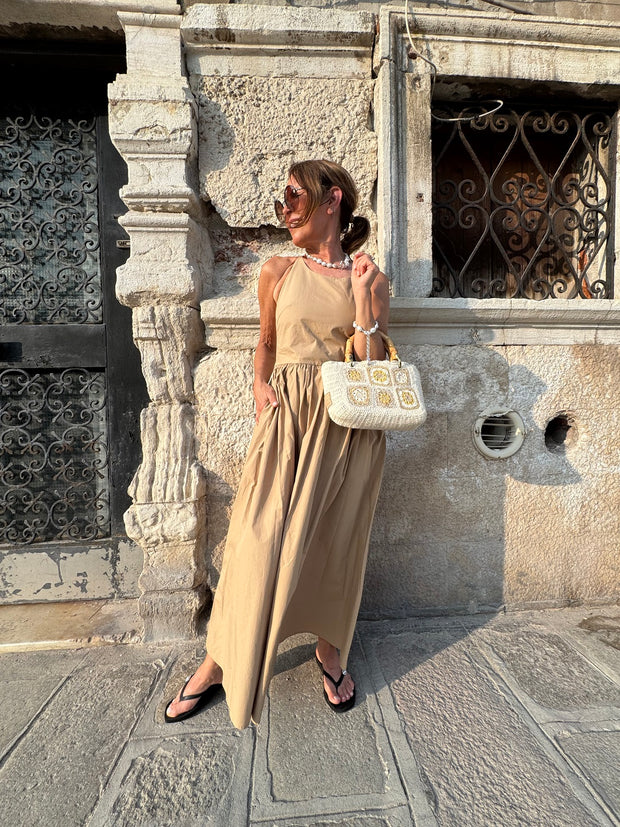 CIANA COTTON MIDI DRESS SAND