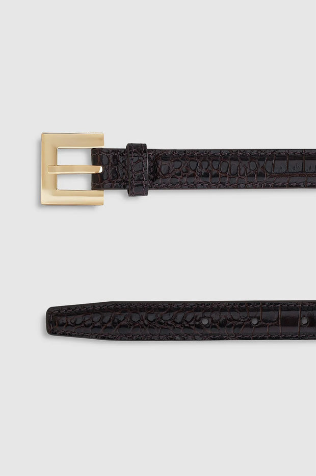 NICOLA BELT DARK BROWN EMBOSSED