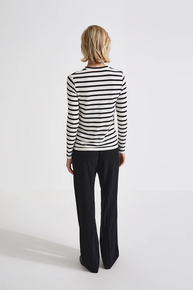 JERSEY LONG SLEEVE TOP - CANVEY WHITE STRIPED