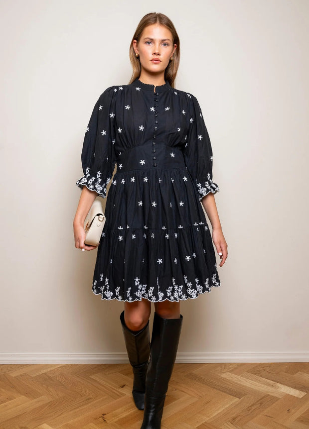 Scarlett Dress Noir Embroidery