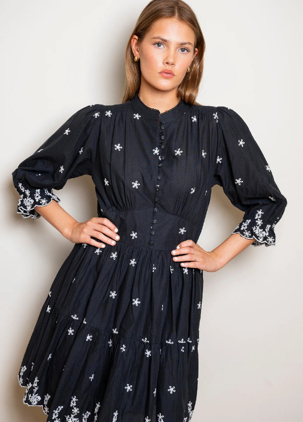 Scarlett Dress Noir Embroidery