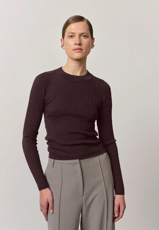 Daniella Knit Blouse - Wine Red