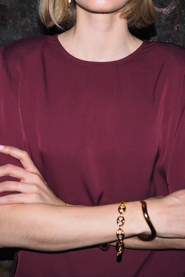 Leonie Satin Tee Burgundy