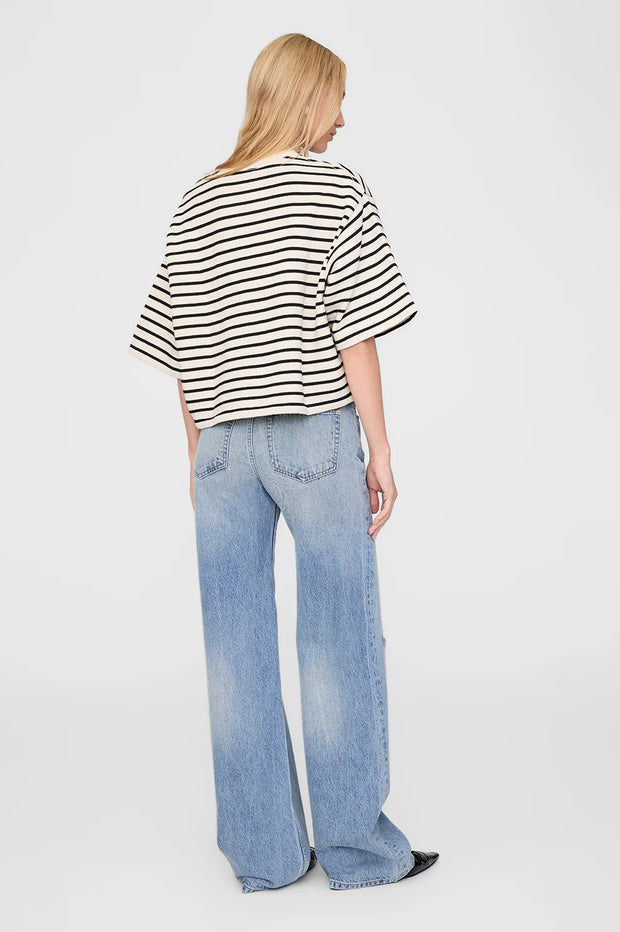 Myers Cropped Tee Black Stripe French Terry