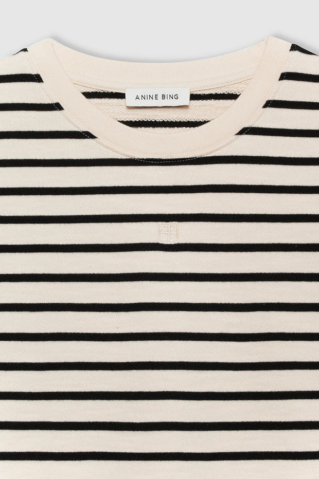 Myers Cropped Tee Black Stripe French Terry