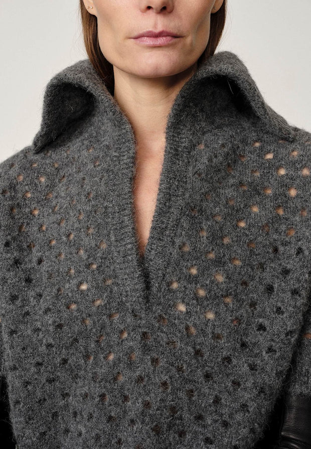 Bacon Knit Blouse - Grey