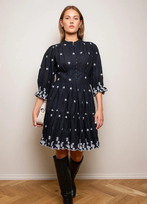 Scarlett Dress Noir Embroidery