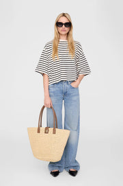 Myers Cropped Tee Black Stripe French Terry