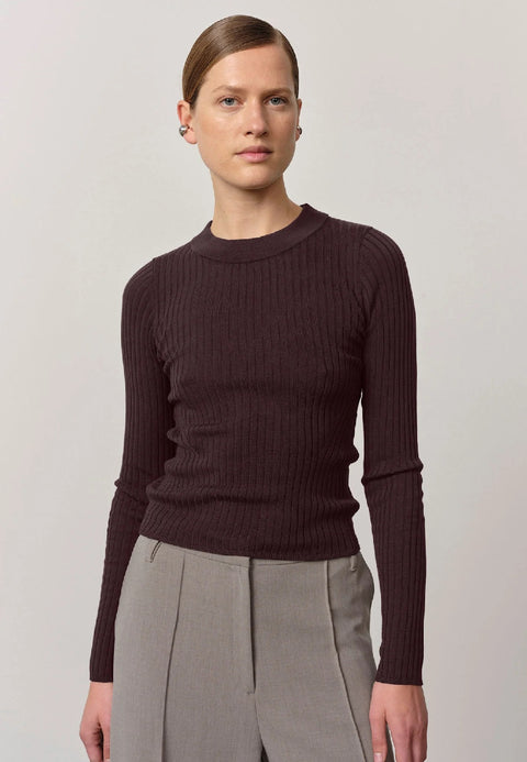 Daniella Knit Blouse - Wine Red