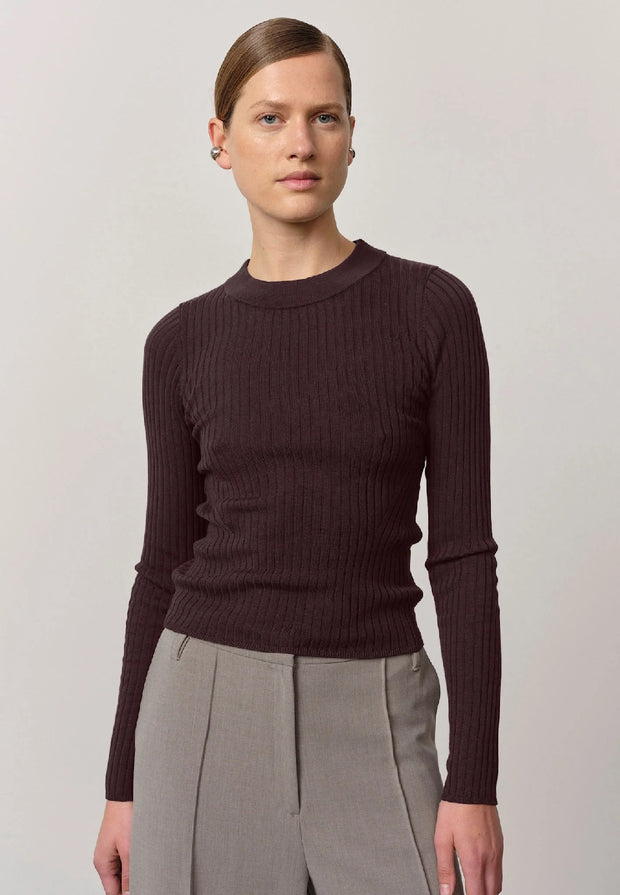 Daniella Knit Blouse - Wine Red