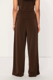 Zyra High Waist Jersey Trousers - Mocha