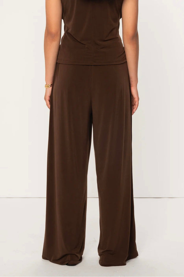 Zyra High Waist Jersey Trousers - Mocha